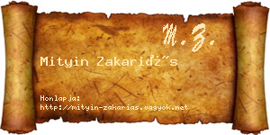 Mityin Zakariás névjegykártya